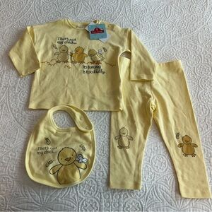 NWT Usborne Yellow Baby Chick 3-Piece Outfit Set